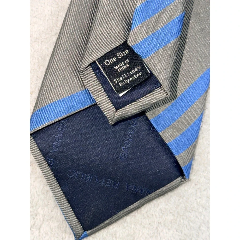 Banana Republic Mens Necktie Grey Blue Diagonal Striped Polyester‎ Classic Tie
